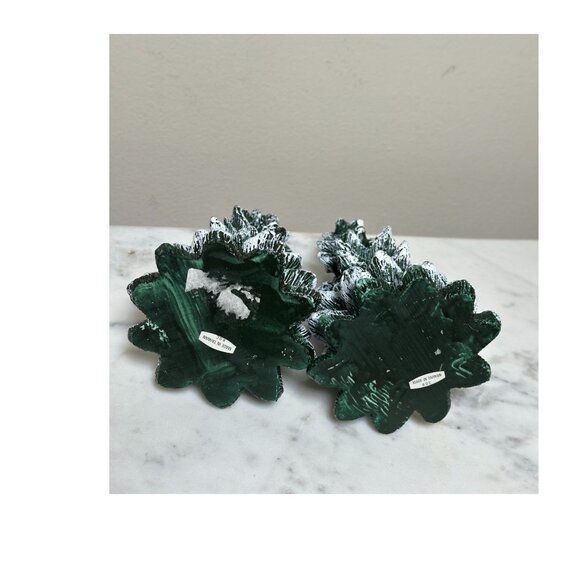 Vintage Snow-Covered Christmas Tree Figurines (Set of 2) – Rustic Ceramic Decor - Picture 4 of 8